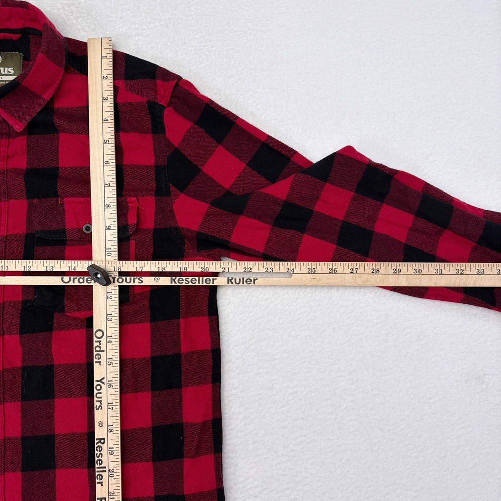 Dravus Flannel Shirt Mens Size Large Red Black Buffalo Plaid Button Up Workwear - Picture 9 of 10